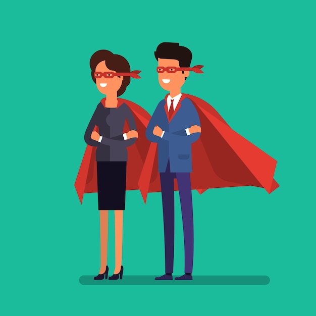 Premium Vector | Super business people. cartoon business man and woman ...