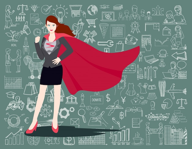 Super businesswoman background