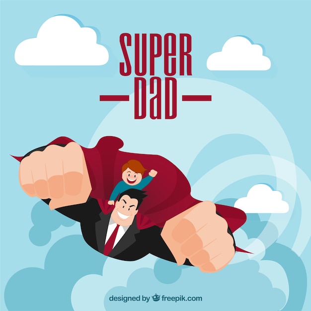 Download Super dad illustration Vector | Premium Download