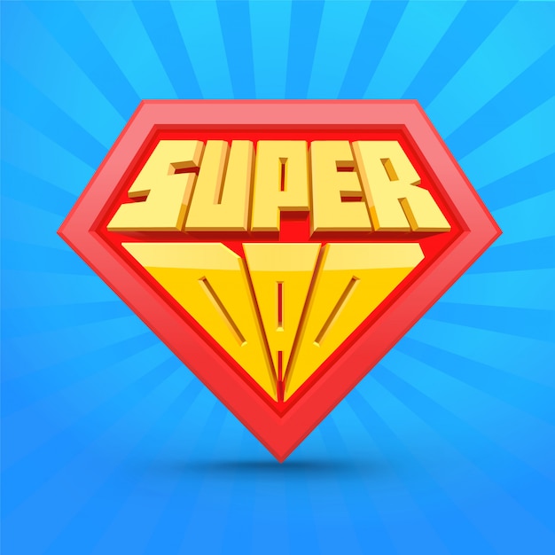 Download Super dad shield card. comic style. | Premium Vector