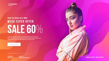 Premium Vector | Super exclusive mega fashion sale web banner template