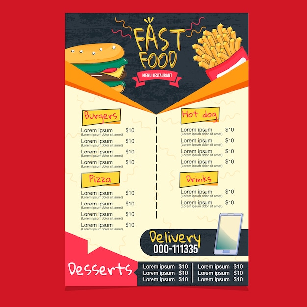 Premium Vector | Super fast food menu restaurant