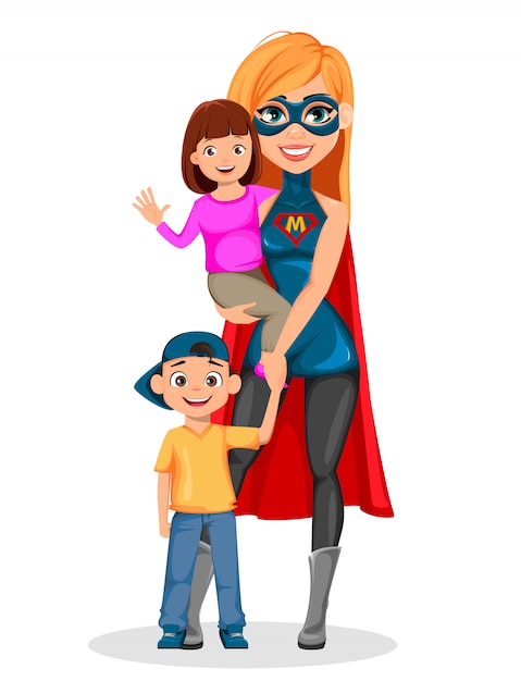 Premium Vector | Super mother woman superhero