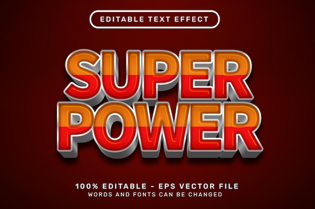 Premium Vector | Super power 3d text effect and editable text effect