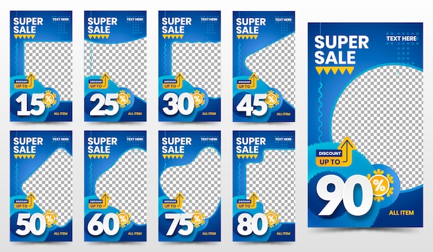 Super sale promotion banner template set Premium Vector