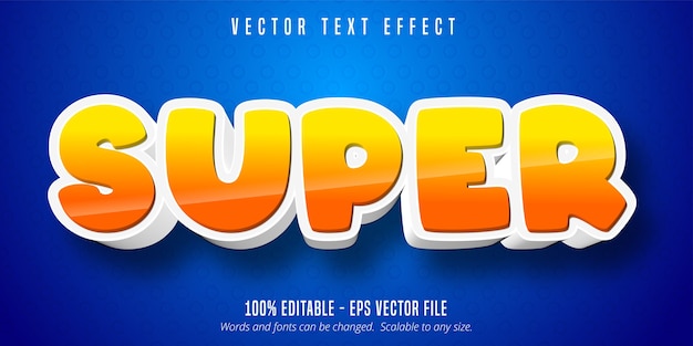 Premium Vector Super Text Cartoon Style Editable Text Effect