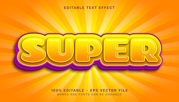 Premium Vector | Super with orange color 3d text effect and editable ...