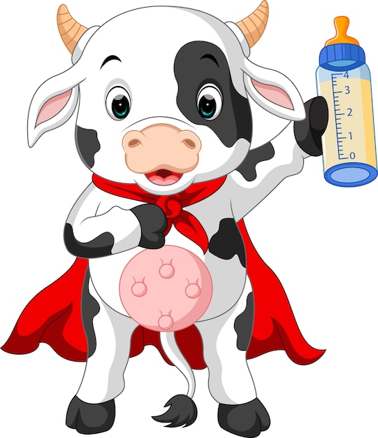 Premium Vector | Superhero cow cartoon posing