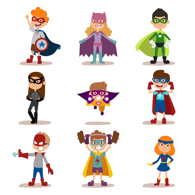 Premium Vector | Superhero kids boys and girls cartoon vector illustrationt