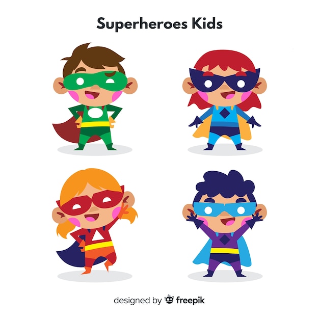 Free Vector | Superhero kids collection