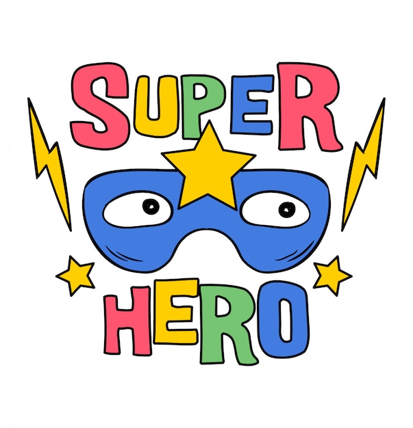 Premium Vector | Superhero mask with star, cartoon illustration for ...