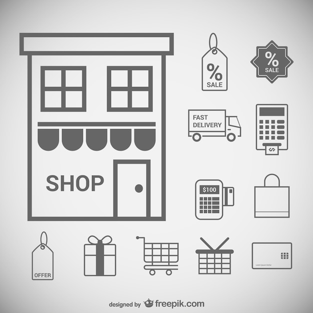 Free Vector Supermarket Minimal Icons Set