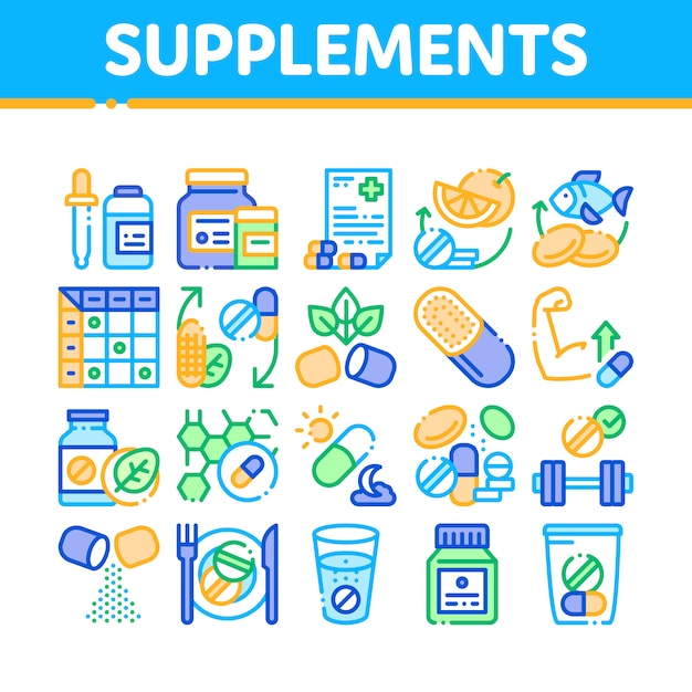 Premium Vector Supplements Collection Elements Icons Set