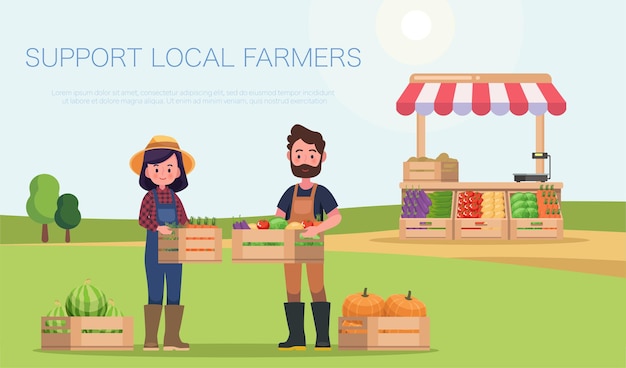 Premium Vector | Support local farmers concept