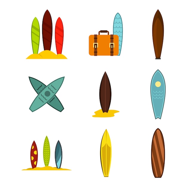 Download Free Surf Board Icon Set Flat Set Of Surf Board Vector Icons Use our free logo maker to create a logo and build your brand. Put your logo on business cards, promotional products, or your website for brand visibility.