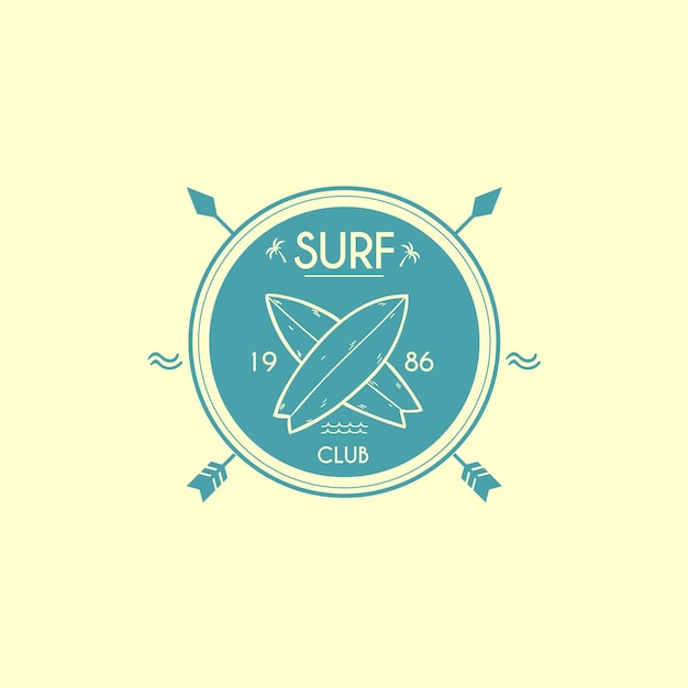 Surf Club Logo Template Free Vector