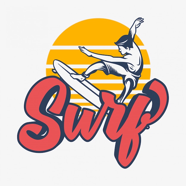 Download Free Surf Logo Surfing Quote Typography With Vintage Illustration Use our free logo maker to create a logo and build your brand. Put your logo on business cards, promotional products, or your website for brand visibility.