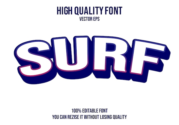 Premium Vector | Surf vector text font effect