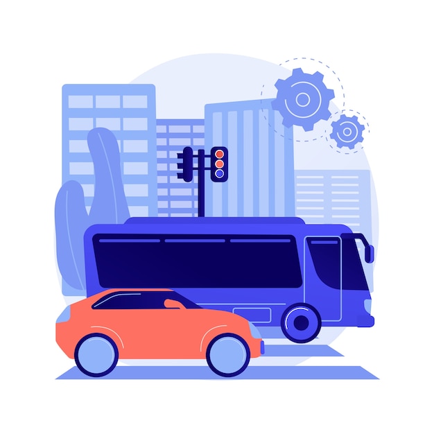 Free Vector Surface Transport Abstract Concept Vector Illustration Road Transport Movement Of Goods People Road Or Rail Truck On Highway Roundabout Traffic Car Driving Fast Bus Stop Abstract Metaphor