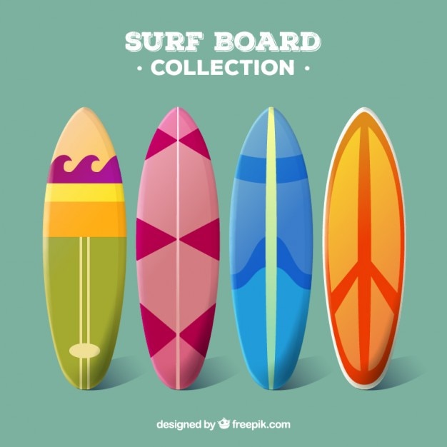 Surfboard Collection In Modern Style Free Vector