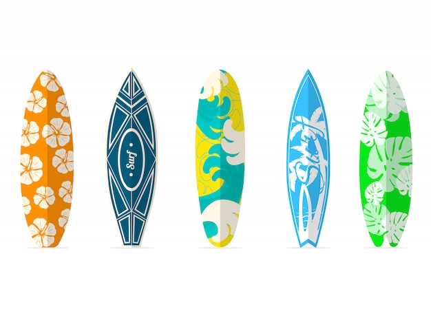Download Premium Vector Surfboards Set With Different Bright And Unusual Pattern Designs PSD Mockup Templates