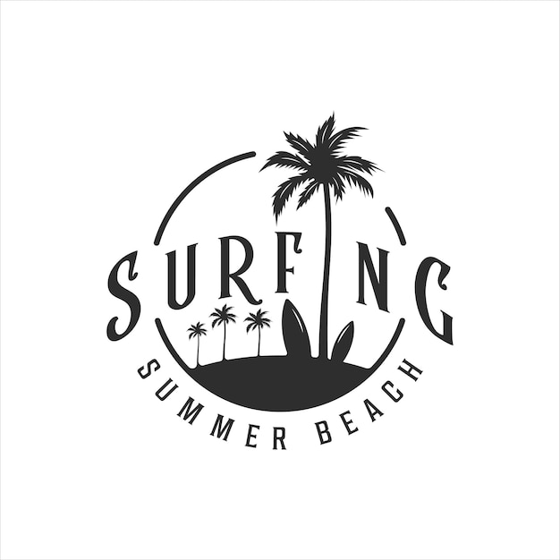 Premium Vector | Surfing beach logo vintage vector illustration ...