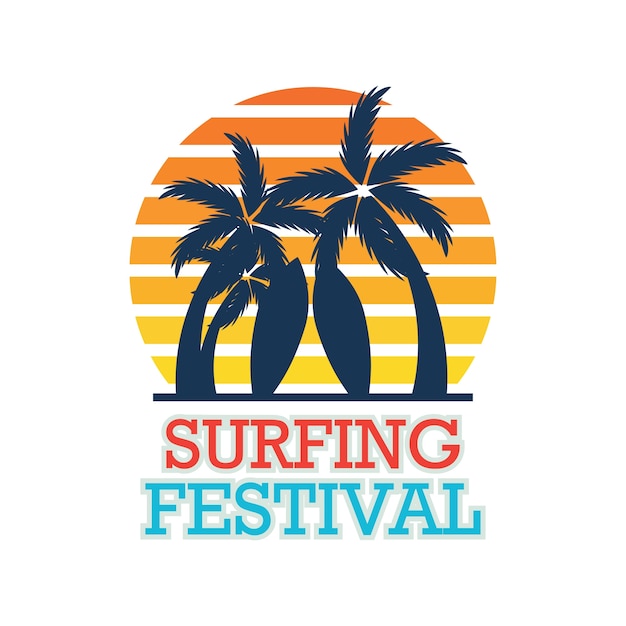 Surfing festival banner for surfing competition. vector illustration Free Vector