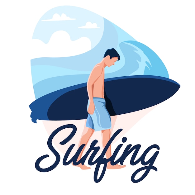 Premium Vector | Surfing man