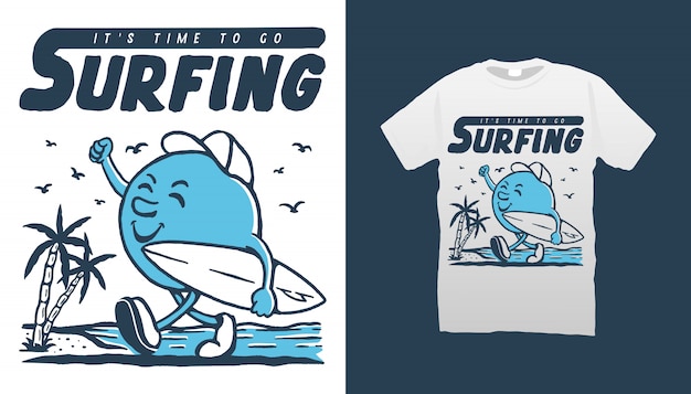 Premium Vector | Surfing mascot illustration tshirt design