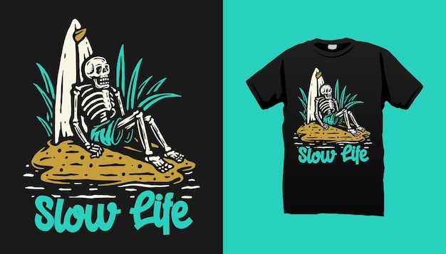 skeleton surfing t shirt