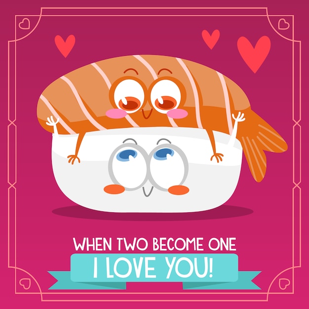 Premium Vector Sushi Background With Love Quote