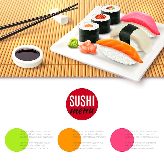 Sushi And Bamboo Mat Vector Free Download