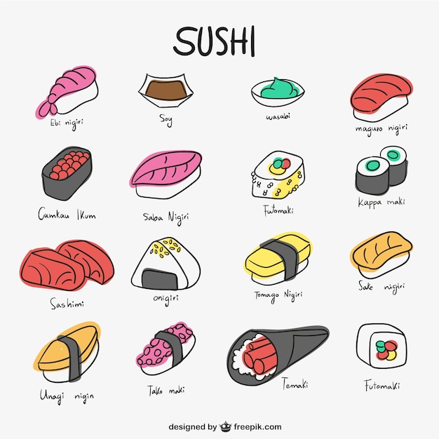 Premium Vector Sushi Icon Collection