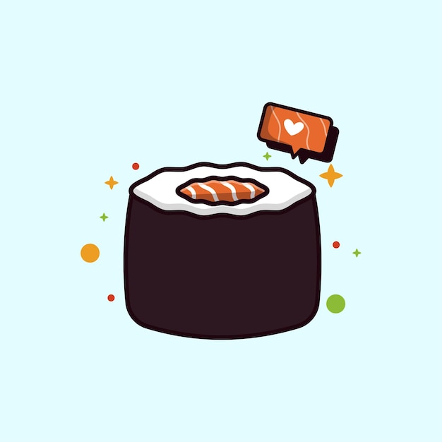 Premium Vector | Sushi illustration and love sign