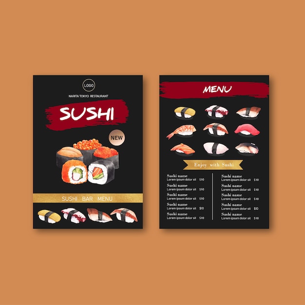 Free Vector Sushi Menu Collection For Restaurant