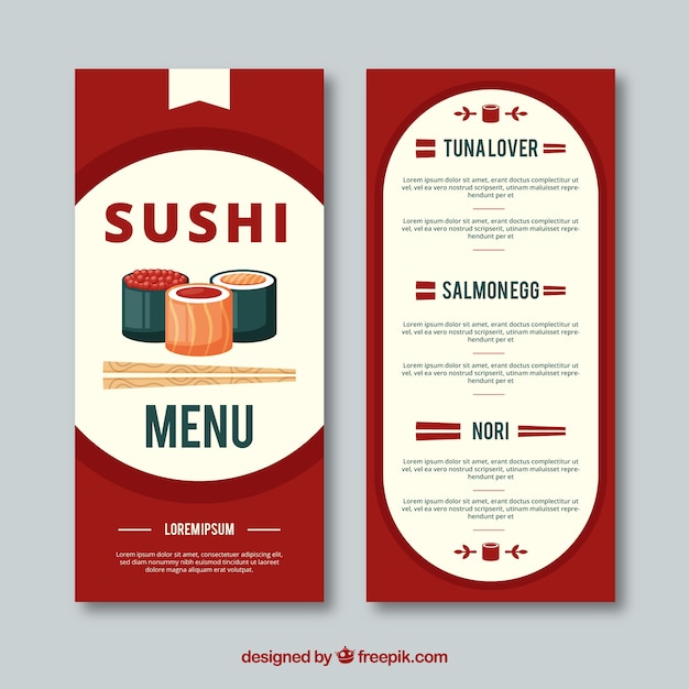 Free Vector | Sushi menu template in flat design