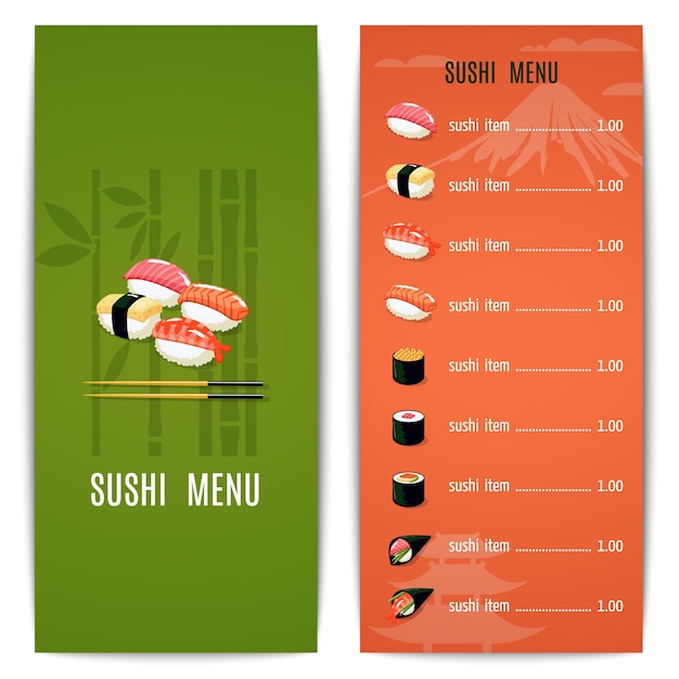 Free Vector | Sushi menu template