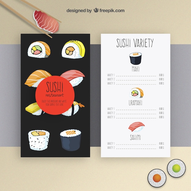 Sushi menu template Vector Free Download