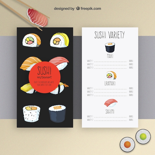 Sushi menu template Free Vector