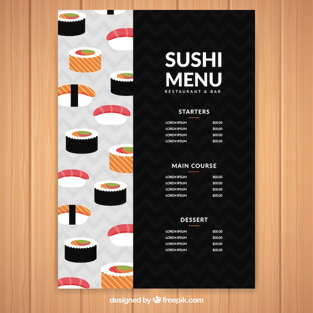 Sushi menu template Vector Free Download