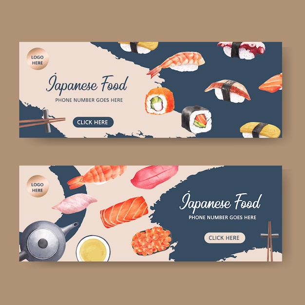 Free Vector Sushi Restaurant Banner