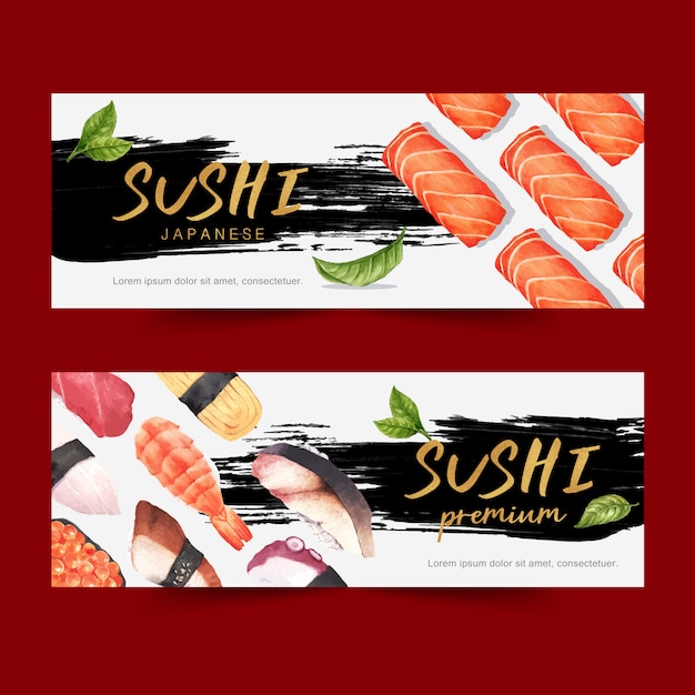 Free Vector | Sushi restaurant banner