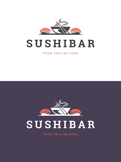 Sushi restaurant emblem logo template vector illustration. Premium Vector