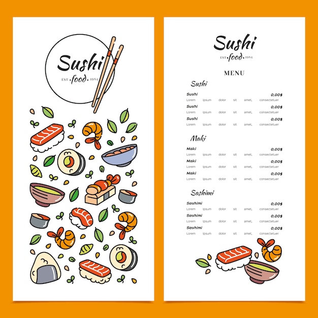 Premium Vector | Sushi restaurant menu template