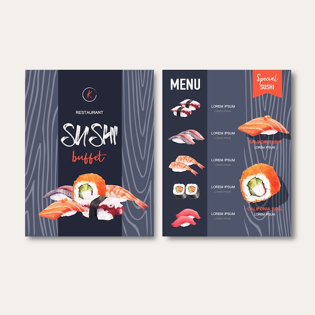 Sushi set menu for restaurant. Free Vector