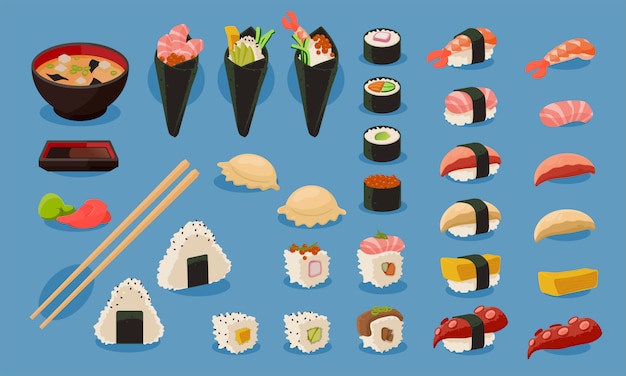 Sushi vector set Premium Vector