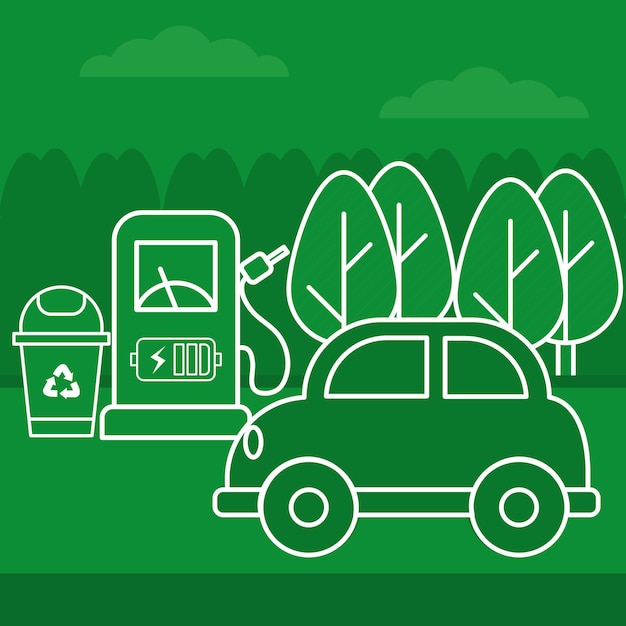 Premium Vector | Sustainable illustration with car and trees