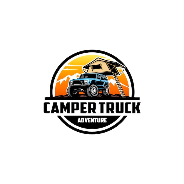 Premium Vector | Suv, camper car with roof tent logo vector
