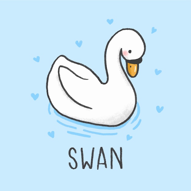 Premium Vector | Swan cartoon hand drawn style