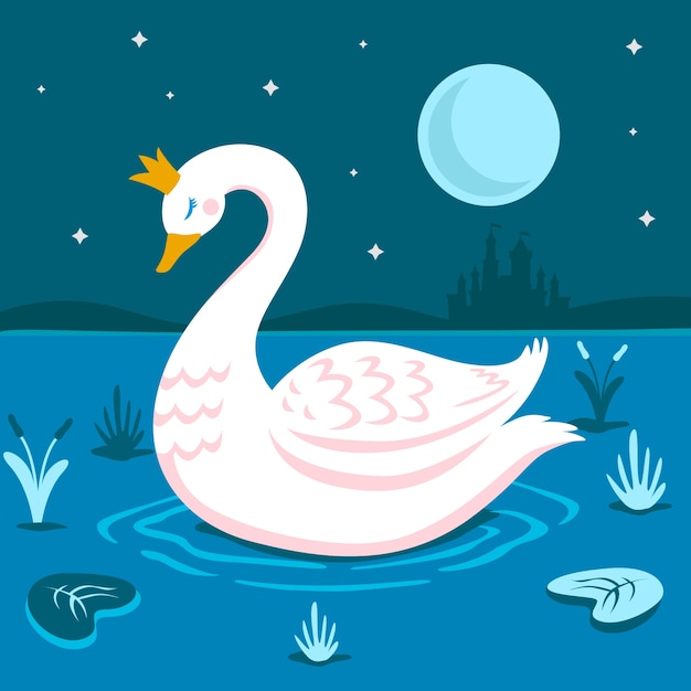 Swan princess illustrated concept | Free Vector